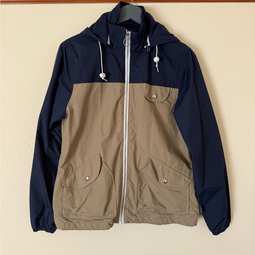 Unisex Penfield Two-Tone Nylon Rain Jacket - Navy/Tan